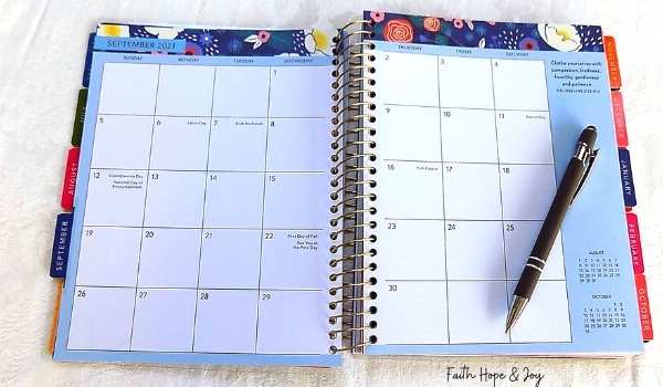 DaySpring Planner colorful monthly layouts.