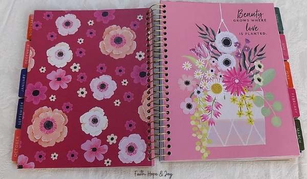 DaySpring Planner encouraging monthly quotes